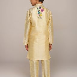 DEVOILER Boys Regular Dupion Silk Kurta with Churidar image 4