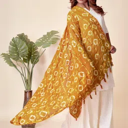 EBADAT Printed Mustard Cotton Dupatta image 4