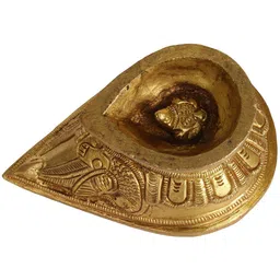 Exotic India Brass Textured Ritual Diya With Tortoise Backside-image-16