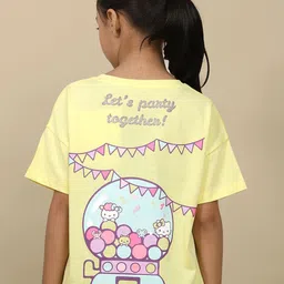 Kids Ville Hello Kitty Printed Oversized Fit T-shirt For Girls-image-5