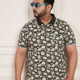 AUSTIVO Floral Printed Polo Collar Regular Fit T-shirt-image-65