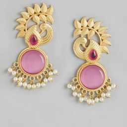 Anouk Gold Plated Beaded Peacock Shaped Drop Earrings-24