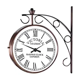 Nutts Copper-Toned & White Double Sided Analogue Vintage Wall Clock-12