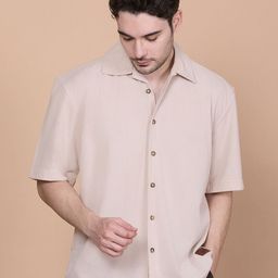 HangerLoop Men Relaxed Fit Textured Cuban Collar Casual Shirt-image-65