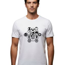 PULP Unisex Avengers Weapons in Hexagon Printed Pure Cotton T-shirt-43