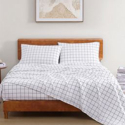 LANE LINEN Charcoal & White Geometric 144 TC King Bedsheet with 2 Pillow Covers-22
