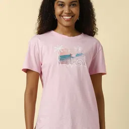 Allen Solly Woman Women Typography Printed Pockets T-shirt-image-101