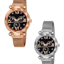 Gopal Shopcart Unisex Analogue Watch Mina Black RoseGold Silver Maganet-image-31