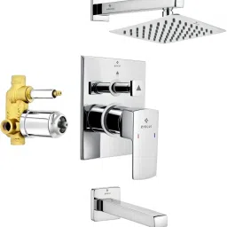 ENICET Brass High Flow Diverter with Spout & Rain Flow Shower, Chrome Plated Wall Mixer for Bathroom 3 in 1 | Diverter Set with Bathroom Mixer Tap Rain flow-picture-31