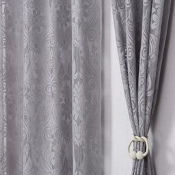 Aura Grey 2 Pieces Self Design Sheer Door Curtains-picture-48