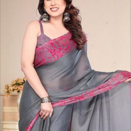 SUPERLAXMI Abstract Printed Pure Chiffon Saree-image-76