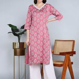 Tviksha Fashion Floral Printed V-Neck Straight Kurta-image-84