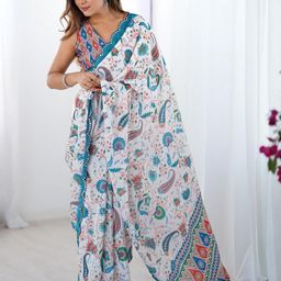 all about you Floral Mirror Work Silk Blend Saree-image-94