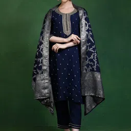 Jaipur Kurti Women Floral Embroidered Kurta with Trousers & Dupatta-15