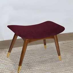 GLOBALLY INDIAN Maroon Sheesham Wood Stool With Cushioned Seat-51