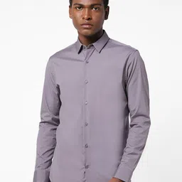 The Collection Men Classic Slim Fit Solid Spread Collar Cotton Formal Shirt-picture-47