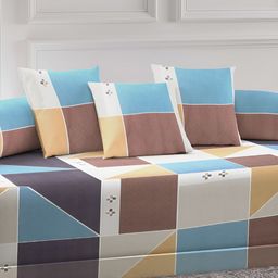Arrabi 6-Pcs White & Brown Printed Diwan Set image 2