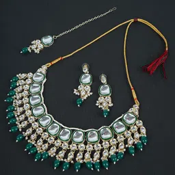 Divisha 18K Gold-Plated Stones-Studded & Beads Jewellery Set-10