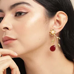 Anouk Gold Plated Beaded Contemporary Drop Earrings-57