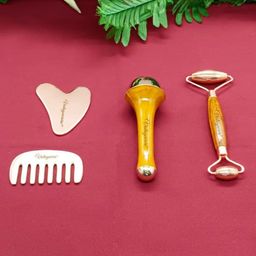 Vintageware Set Of 4 Gua Sha Face Roller Comb & Wand Double Side Beauty Tool-32