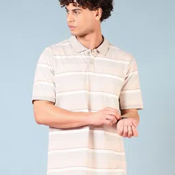 V-Mart Men Striped Polo Collar Pockets T-shirt-image-49