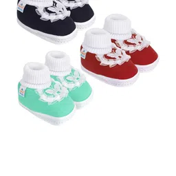 NESKA MODA 0 To 12 Months Infants Pack of 3 Pair Soft Cotton Butterfly Frill Booties-picture-48