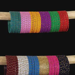 ZULKA Set of 144 Women Golden Zari Work Metal Bangles-56
