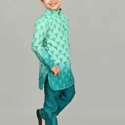 AHLAN APPARELS Boys Paisley Printed Regular Dupion Silk Kurta with Pyjamas & With Dupatta image 2