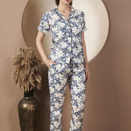 Fbella Women Floral Printed Pure Cotton Night suit-picture-32