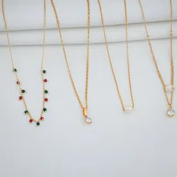 BHUMI09 Women Pack of 4 Brass Gold-Plated Necklace-43