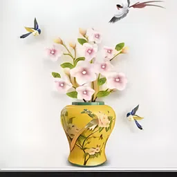 INDIAN ROYALS Pink & Yellow Floral Printed Self-Adhesive & Durable Wall Sticker-29