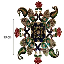 Kala Samarpan Green & Red Meenakari Foldable Rangoli With Centerpiece image 2