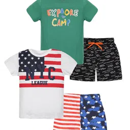 PLUM TREE Boys Pack Of 2 Printed Round Neck Pure Cotton T-shirt With Shorts-picture-7