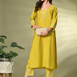 Sangria Embroidered Straight Kurta With Palazzo-picture-34