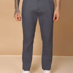 Hence Men Textured Relaxed Easy Wash Pleated Trousers-image-91