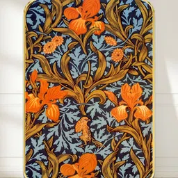 SAF Orange & Blue Vintage Botanical Sparkle Wooden Wall Art-picture-26