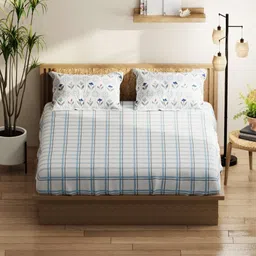 KOPA Grey & White Geometric 152 TC Queen Bedsheet with 2 Pillow Covers-image-15