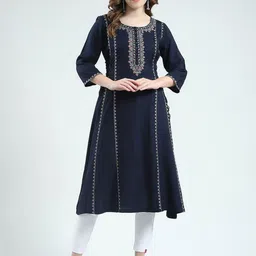 Monte Carlo Women Floral Embroidered Thread Work Kurta-35