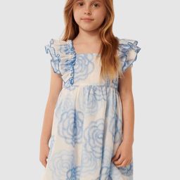 Forever New Girls Floral Print Empire Short Sleeves Above Knee Dress-36