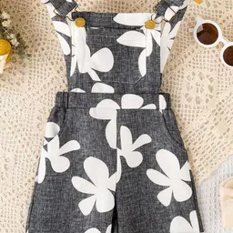 LULU & SKY Girls Printed Folded Hem Dungaree-image-33