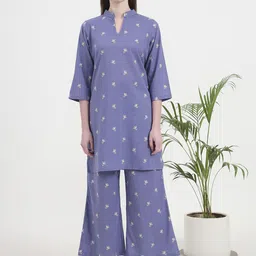 Thevasa Secret Printed Mid-Length Pure Cotton Co-Ord Set-18