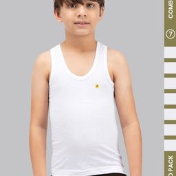 Amul Comfy Boy Pack Of 7 Cotton White Plain Sleeveless Innerwear Vests-picture-14