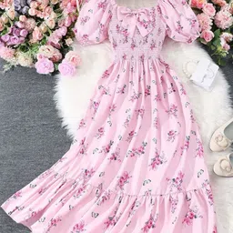Billion Girls Floral Print Smocked Fit & Flare Maxi Dress-image-82