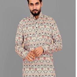 Eleni Trendz Men Cotton Printed Straight Kurta-image-73