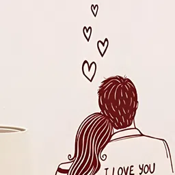 INDIAN ROYALS Brown Couple I Love You Design Self Adhesive Wall Sticker-image-76