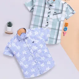 Toonyport Boys Pack Of 2 Checked Printed Cotton Casual Shirt-38