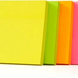 samvardhan 400 Sheets (3X3) Fluorescent Paper Self Adhesive and Removable Sticky Notes 400 Sheets Regular, 5 Colors image 2