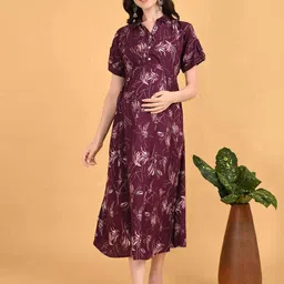 GOLDSTROMS Women Floral Print Maternity Shirt Dress-picture-41