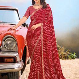 Laxmipati Striped Embroidered Poly Georgette Saree-image-79