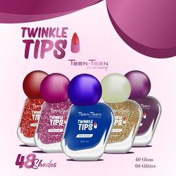 TEEN TEEN COSMETICS Set Of 2 Twinkle Tips Nail Gloss 10 ml - Shade 25 With Remover Pads image 2